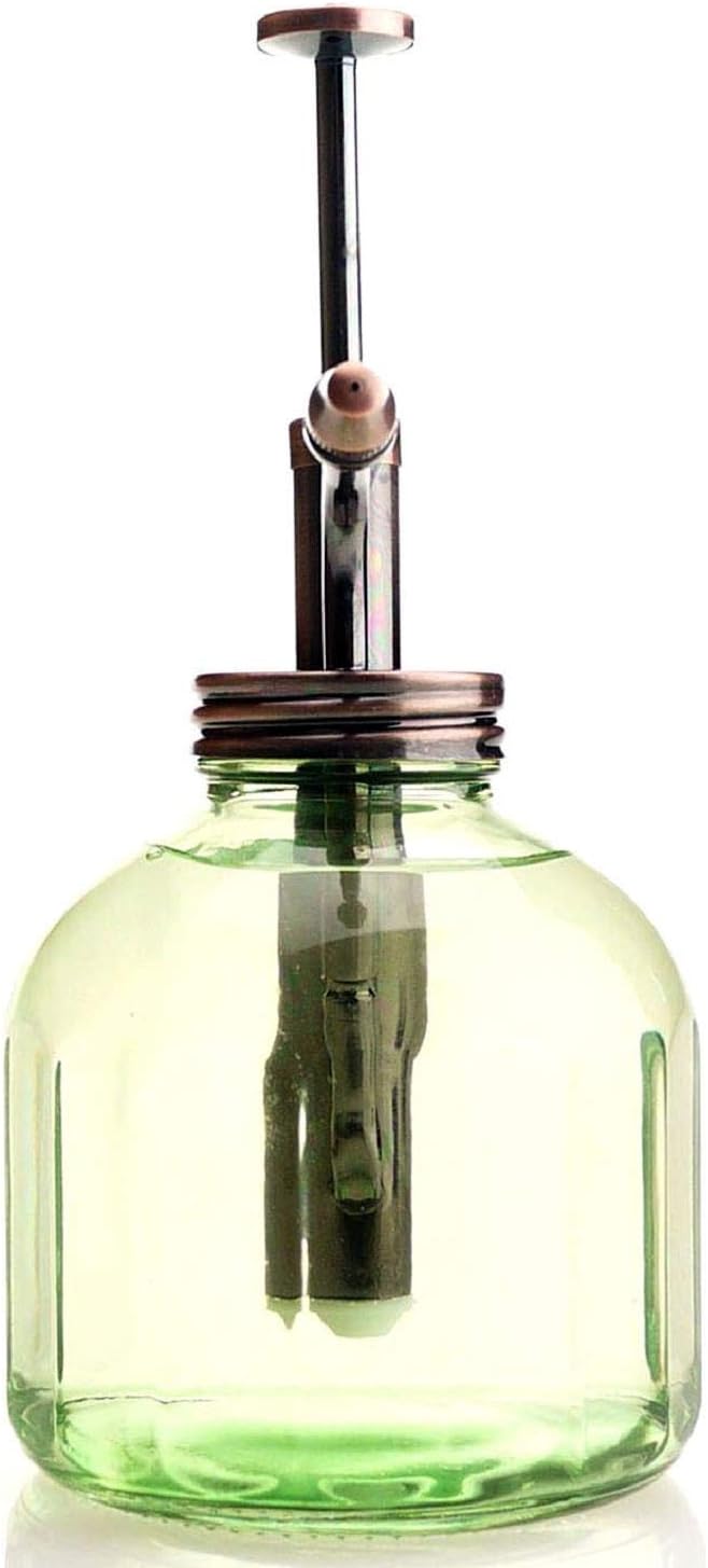 Plant Mister- Green Glass Bottle & Brass Sprayer (Antique Copper)
