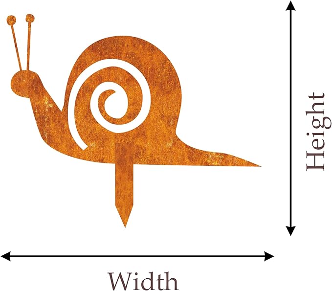 Snails Garden Stake Rustic Rusty Snail Country Weathered Iron Lawn Ornament Farm Yard Outdoor Decor, Rusty