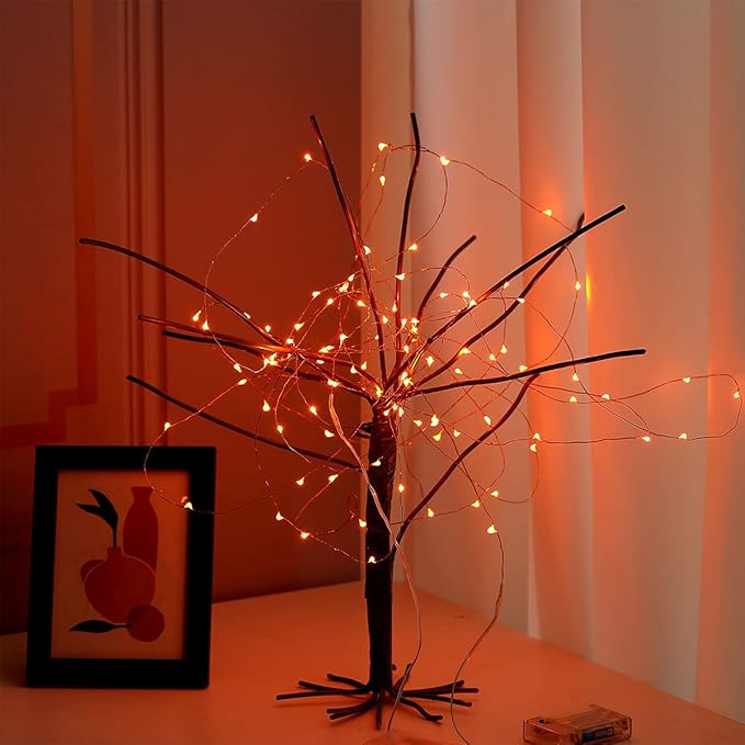 Ariceleo Mini Halloween Fairy Lights, 2 Pack Copper Wire Battery Operated LED String Lights for Bedroom, Christmas, Party, Decoration (5m/16ft Orange)