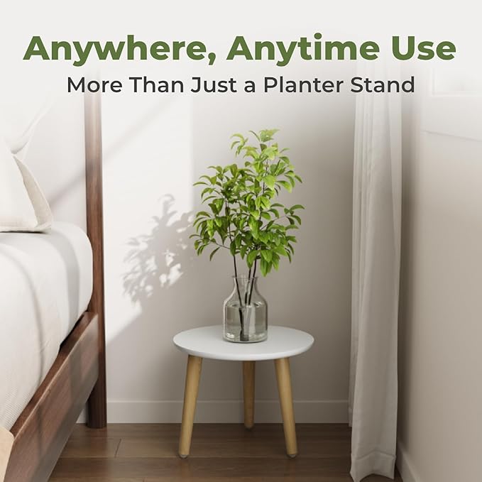 Leaf&lull Plant Stand Indoor Small Plant Table for Large Plants Wood Plant Stool Tall Plant Holder for Living Room Bedroom Balcony White