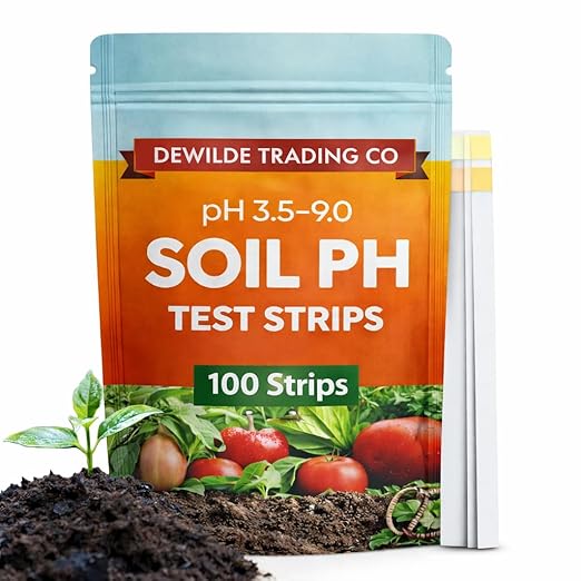 Soil pH Paper Test Kit – 100 Tester Strips (3.5-9 Range) – Use for Testing Garden Home Lawn Grass Vegetable Gardening Dirt Yard Compost Outdoor and Indoor Plants, Green