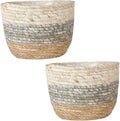 Angoily 2pcs Flower Basket Small Planter Rattan Baskets for Storage Rustic Plant Seagrass Plant Pot Wicker Planter Straw Woven s Weaving s Desktop