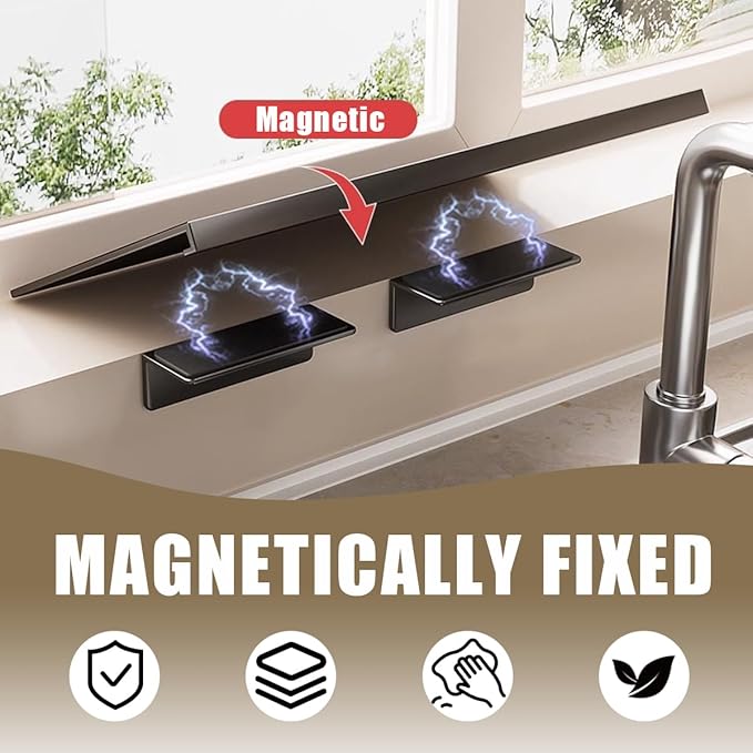Window Sill Extender Plate, 23.6inch Carbon Steel Storage Shelf, Heavy Duty Countertop Extension Board with Magnetic Base for Kitchen Organization Storage (23.6x9.8in/60x25cm)