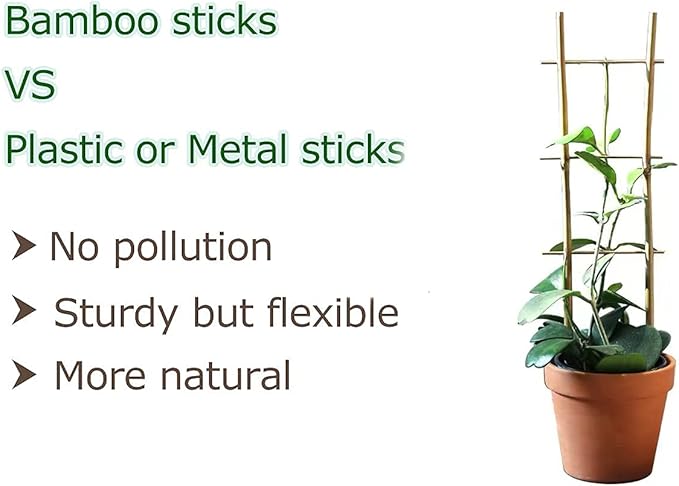 Cambaverd Bamboo Trellis, 16in Ladder-Shaped Trellis for Potted Plants, 3 Pack for Climbing Plants Indoor