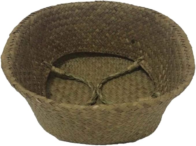Daxin Seagrass Wickerwork Basket,Rattan Foldable Hanging Flower Pot Planter,Woven Dirty Laundry Basket, Storage Basket Home Storage Decor Basket