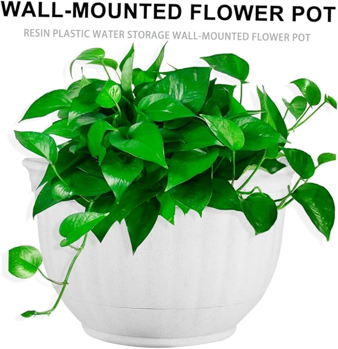 POPETPOP 2pcs Flower Pot Rack Wall Mounted Plant Pot Half Circle Hanging Flower Holder White Hanging Planter