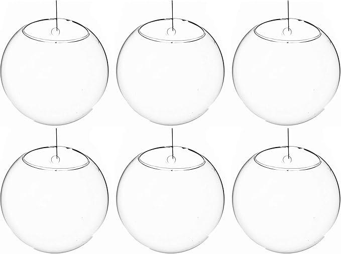 WGV Wall Hanging Planter Terrarium Bulk, Diameter 6", Clear Mounted DIY Succulents Air Glass Floral Container Vase, Tea Light Votive Candle Holder for Decoration 6 Pieces
