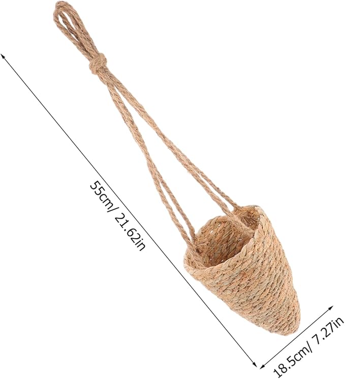 Rattan Hanging Plant Basket Wicker Planter Seagrass Flower Pot Woven Hanging Basket Balcony Plant Pot Outdoor Dec