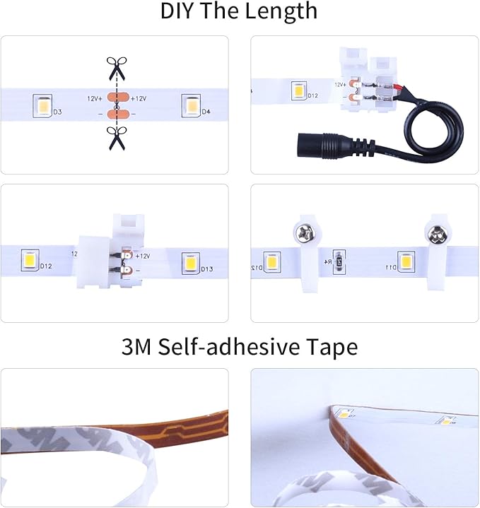 LED Strip Lights White 50ft Dimmable 6000K Strip Lighting, 12V 15M 450 LEDs 2835 Flexible led Light for Bedroom, Kitchen, Home Decoration