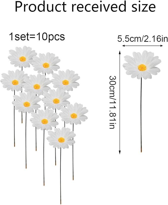 Garden Stakes Decor,10Pcs Garden Stakes Decorative Outdoor Lawn Pathway Patio Plant Pot Art Stick Yard Art Decorations for Pot Lawn Patio Corridor Flower Bed Outdoor Plant (Sunflower 10PCS)