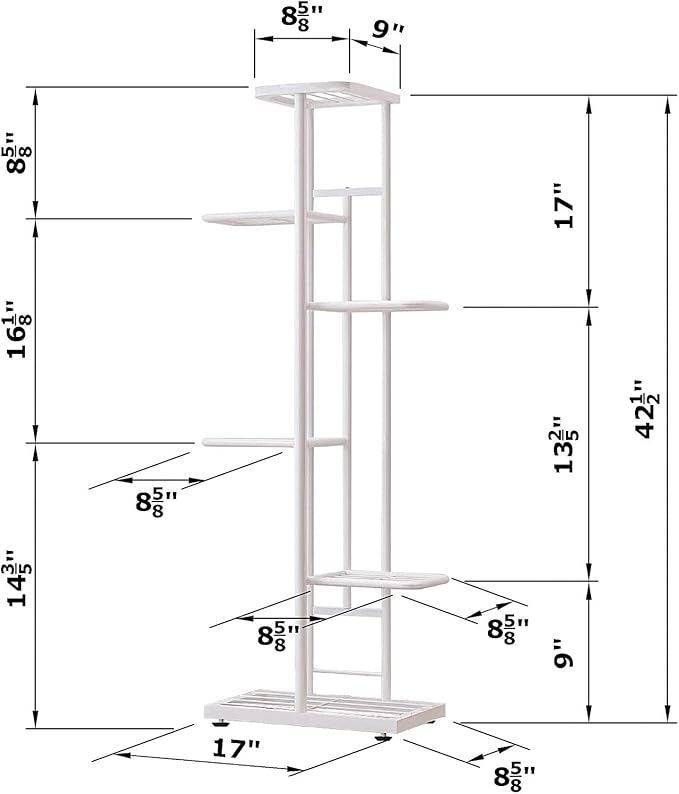 MTB Garden 6 Tier Metal Plant Stand for Indoor Outdoor Flower Pot Display Planter Shelf, White