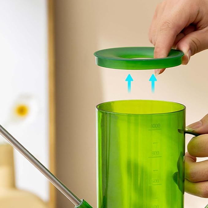 Long Spout Watering Cans | Small Can for Indoor Plants | 1L Clear with Handle Scale Detachable Lid | Plant Watering Devices for Flowers Succulents | Gardening Supplies