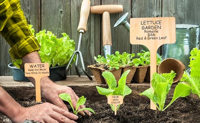 25 Pack 8" Tall Plant Labels Garden Markers Plant Name Tags for Flowers, Herbs, Vegatables, Seeds, Bulbs Larger Writing Area with Full Size Marker Great Holiday Gift