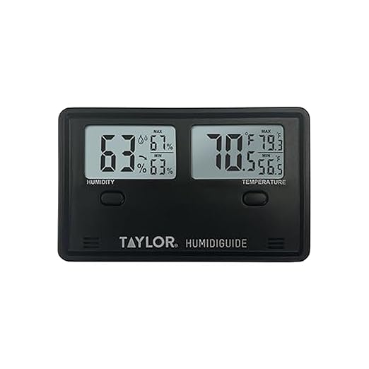 Taylor Wireless Digital Indoor Outdoor Thermometer and Hygrometer, Dual Display for Temperature and Humidity, Easy-to-Read for Home, Office, Greenhouse, Nursery, and Indoor Areas, Min/Max Black