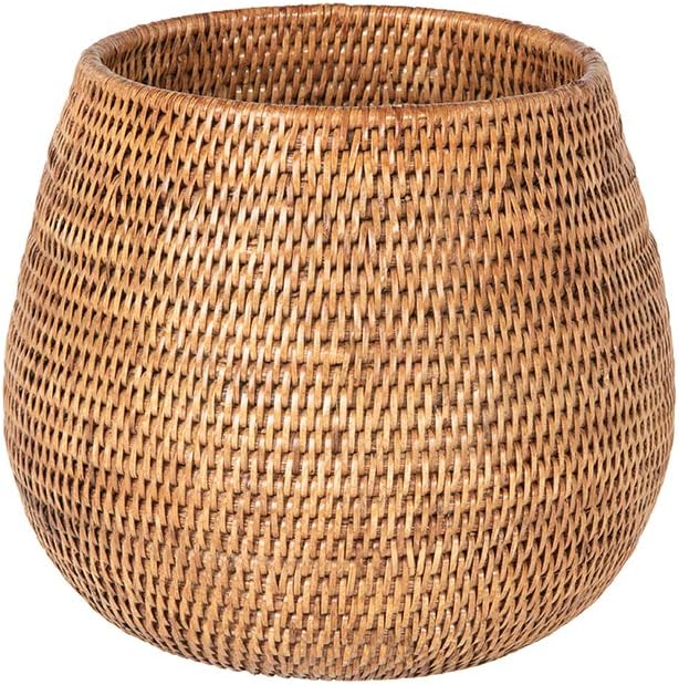 KOUBOO La Jolla Coco Rattan Bowl, Honey-Brown, Large Planter