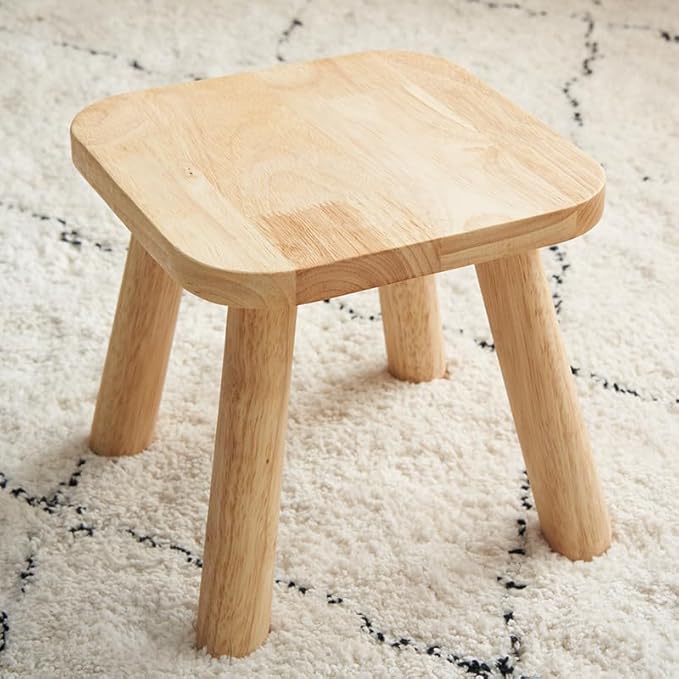 Wooden Step stools, Plant stools, Small Wooden stools with Four Detachable and Assembled Legs,offering Good Balance. (Wood Tone)
