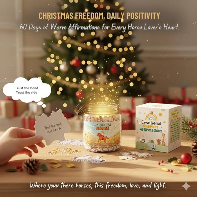 Positive Horse Jar with 60 Affirmation Cards, Horse Gifts For Teenage Girls Women Men, Horse Gift Ideas For Horse Lovers Women Men Girl, Gift For Horse Rider Trainer, Unique Gifts For Horse Lovers