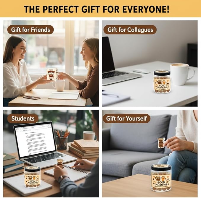 Positive Coffee Jar with 60 Affirmation Cards, Coffee Gifts For Women and Men, Dad, Mom, Coffee Themed Lover Gift, Emotional Support Latte, Cheer Up Funny Gag Gifts for Best Friends, Coworkers