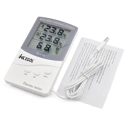 iKKEGOL Dual Sensor LCD Display Indoor Outdoor Digital Thermometer Hygrometer with Max Min Memory