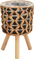 Woven Planter Baskets with Plastics Lining and 3 Wooden Legs, Wicker Planter Basket,Boho-Plant Pot with Stand,Plant Baskets Indoor with Liner for Plant, Flowers, Toy, Country Farmhouse