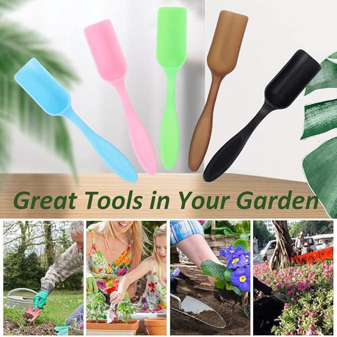 10 PCS Plastic Mini Gardening Shovel Spoons Soil Scoops, Cultivation Digging Transplanting Gardening Tools for Succulents Potted Flowers, Bath Salt Spoons/Washing Powder Scoops/Loose Tea-Leaf Scoops
