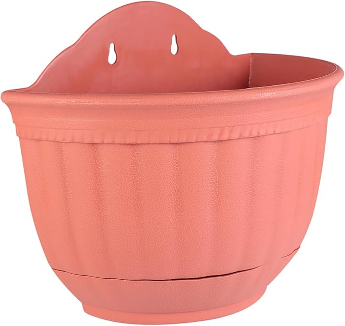 POPETPOP 2pcs Half Hanging Planter Pot Imitation Leather Design for Container Tray for Windowsills Balconies Gardens