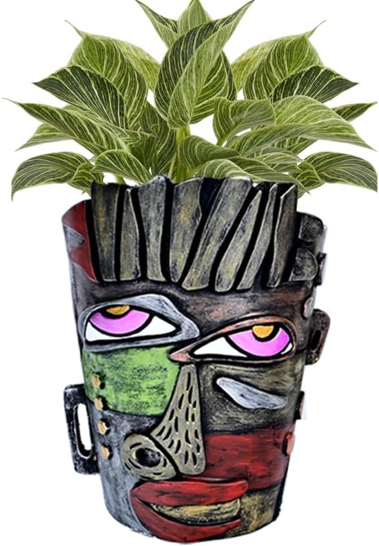 Midogaigai Abstract Face Planters Pots Head,Unique Head Planter for Indoor Plants,Funny Face Flower Pot,Colorful Plant Pots for Outdoor Garden Decor and Home Art Decoration(Retro)