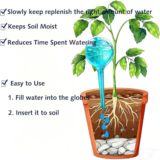 10pcs Plant Self Watering Globe Stakes, Plant Watering Stakes Automatic Plant Watering Bulb System Spikes, Flower Automatic Watering Device, Garden Self Waterer for Indoor Outdoor Plant