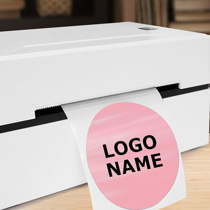 Pink Circle Thermal Labels Vinyl 3 Inch Self-Adhesive Round Stickers Roll Waterproof Printer Decals Name Tag for QR Code DIY Office Address 500 PCS