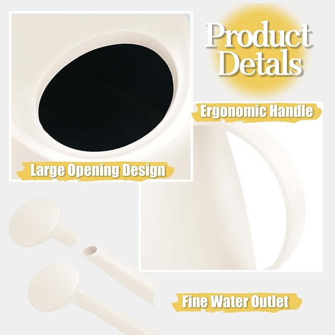 Watering Can for Indoor Plants, Small Watering Cans for House Plant Garden Flower, Long Spout Water Can for Outdoor Watering Plants 1. 8L 1/2 Gallon (White)