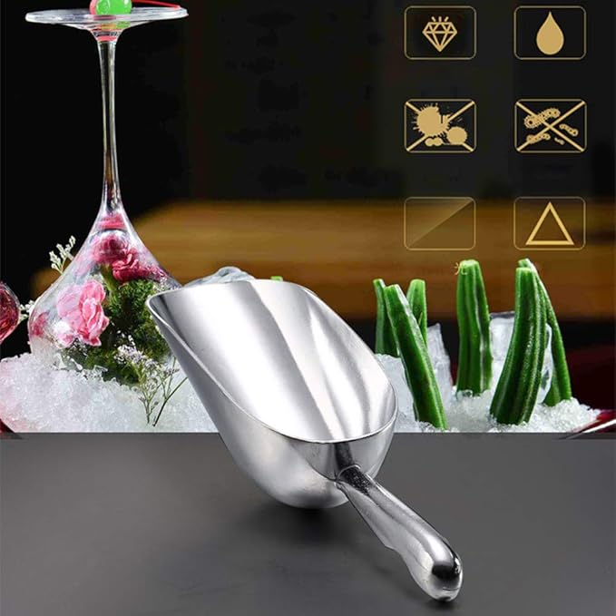 Ice Cube Scoop Cast Aluminum Shovel Scoops Multipurpose Kitchen Spoon For Ice Maker Freezer Coffee Bean Food 24 oz 1（1）