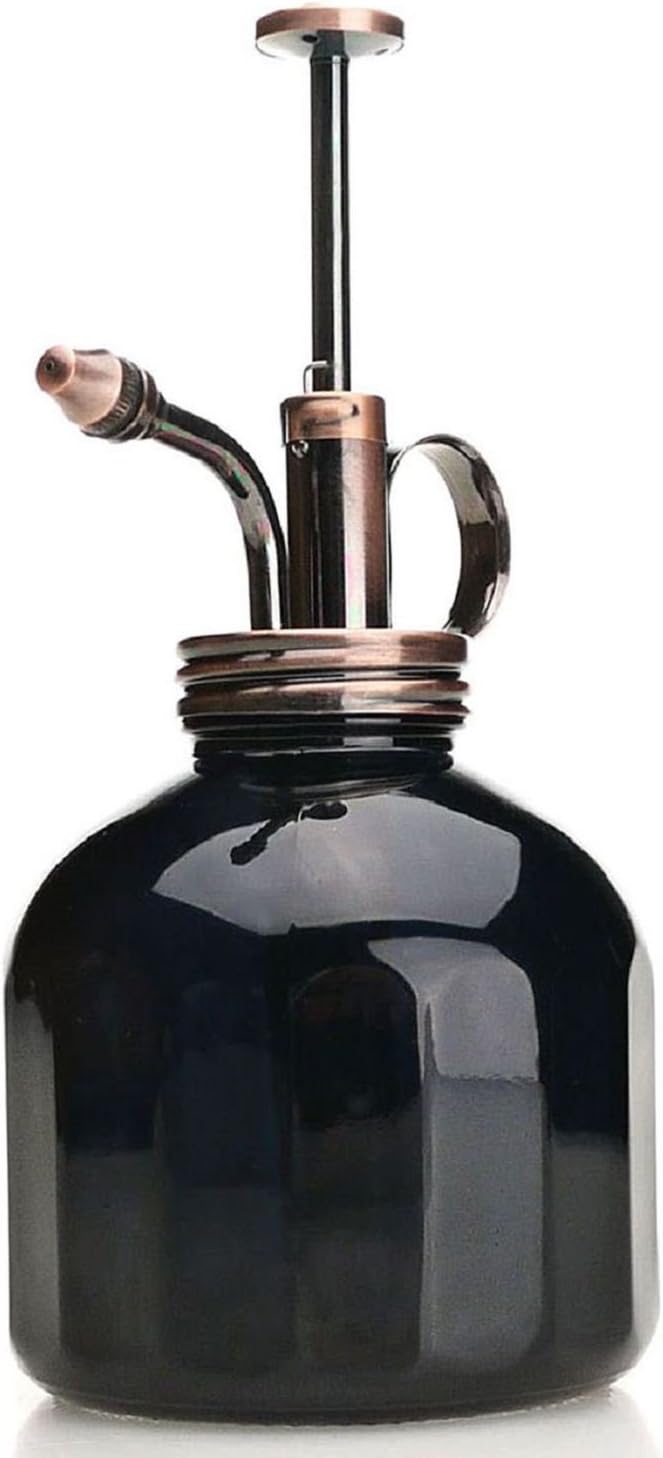 Plant Mister- Black Glass Bottle & Brass Sprayer (Antique Copper)
