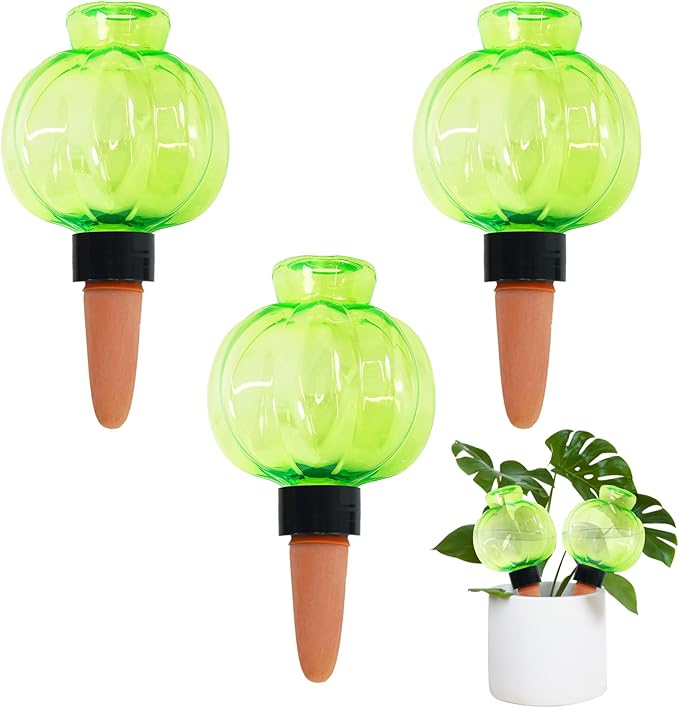 3 Pack Plant Self Watering Globes Top Fill for Indoor Plastic Water Bulbs Slow Release Terracotta 17.5 oz Self Watering Planter Insert Automatic Drip Irrigation Water Spikes Stakes Devices System