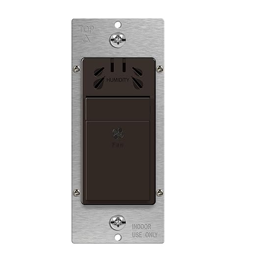 TOPGREENER Humidity Sensor Switch, New Model, Air Moisture Detection for Ventilation Fan, Bathroom Fan Automated Control,Neutral Wire Required, UL Listed, TDHS5-BR, Brown