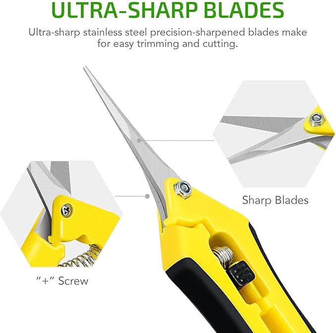 iPower 6.5 Inch Gardening Scissors, Heavy-Duty Hand Pruner Pruning Shear for Gardening and Trimming, Ultra Sharp Stainless Steel, 10 Pack, Yellow