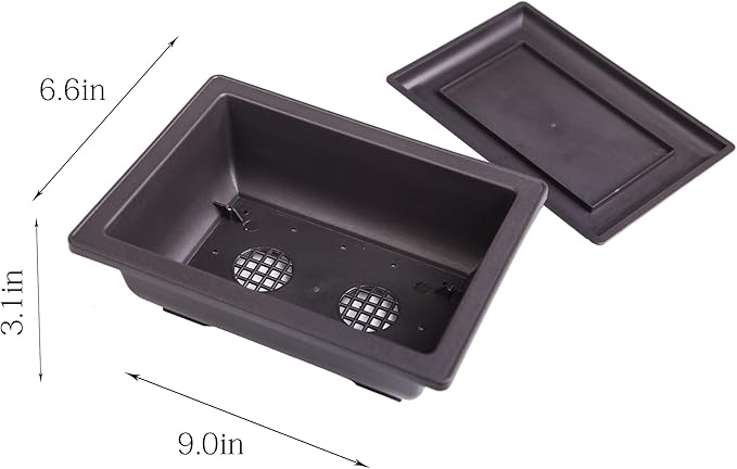 C CRYSTAL LEMON Bonsai Training Pots with Drip Trays, 3-Pack, 9” L x 6.7” W x 3” H Rectangular Plastic Planters with Drainage Holes & Mesh Screen, for Bonsai, Succulents & Cactus (Large)