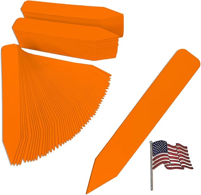 4" x 5/8" Orange Premium Pot Stakes - 2,000 Pcs - Plastic Plant Tags and Labels - Nursery Garden Tree Labels Waterproof Writeable | Made in The USA |