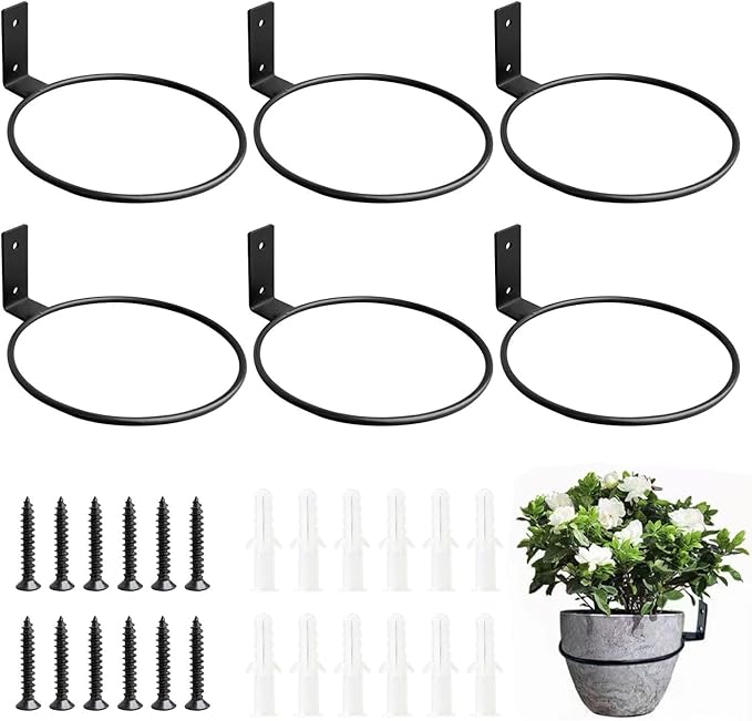 6 Pack 6 Inch Wall Plant Holder,Metal Plant Hanger Indoor,Wall Planters For Indoor Plants,Black