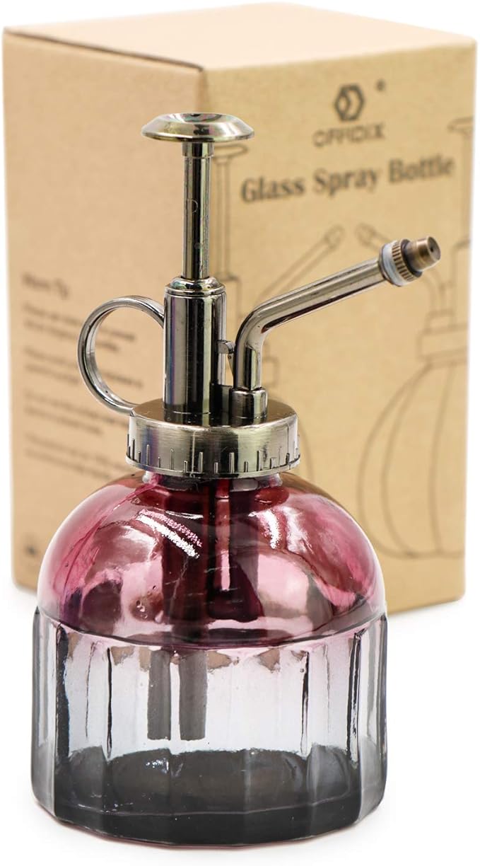 OFFIDIX Glass Spray Bottle,Flower Mister Indoor Plant Watering Can Plant Mister(Wine Red Gray Gradient),Sprayers Watering Nozzles Replacement for Plant Mister
