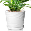 8 Inch Plant Pot,Ceramic Planter with Drainage and Saucer,Ceramic Pots for Plants,Indoor Plant pots,Ceramic Flower pots(Pure White)