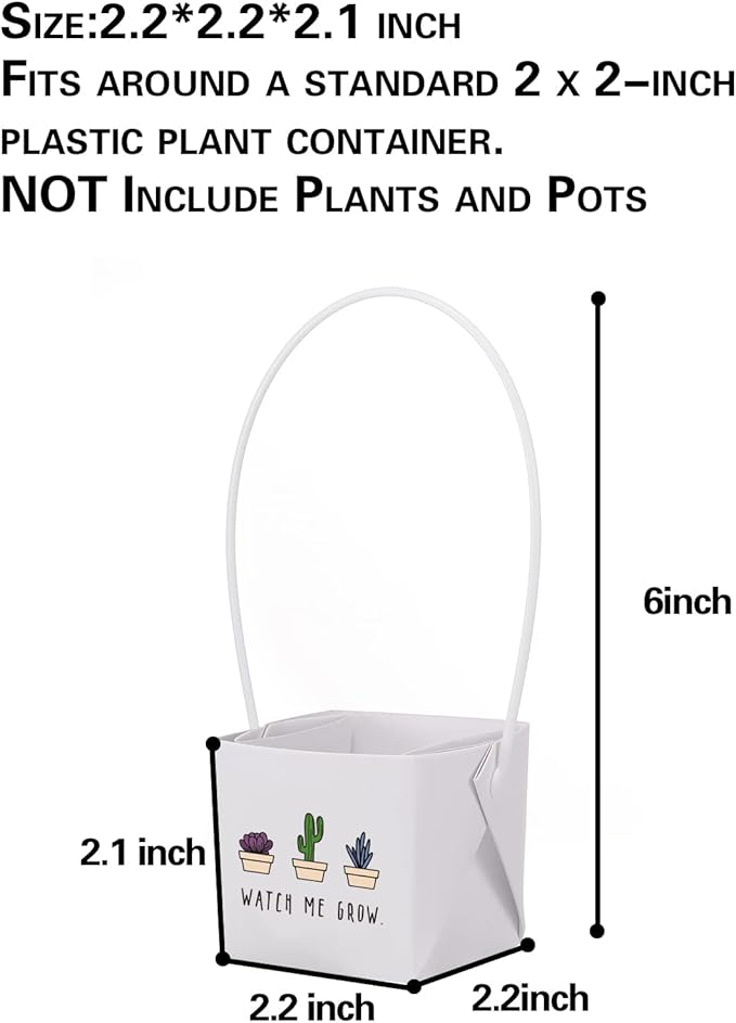 40pcs Watch Me Grow Succulents Wraps [NOT Include Plants and Pots]-[Fits 2 Inch Pots] Succulent Gift Wraps Bags Decoration Succulent Sleeve for Baby Shower Favors Ideas,White