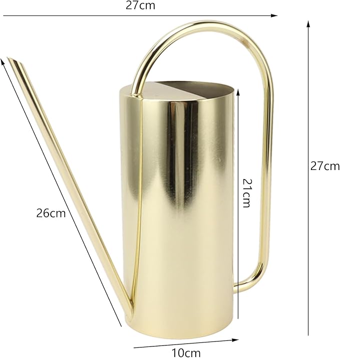 Watering Can for Indoor and Outdoor Plants - 1500ml Large Capacity Stainless Steel Pot With Long Spout for Bonsai and Garden (Gold)