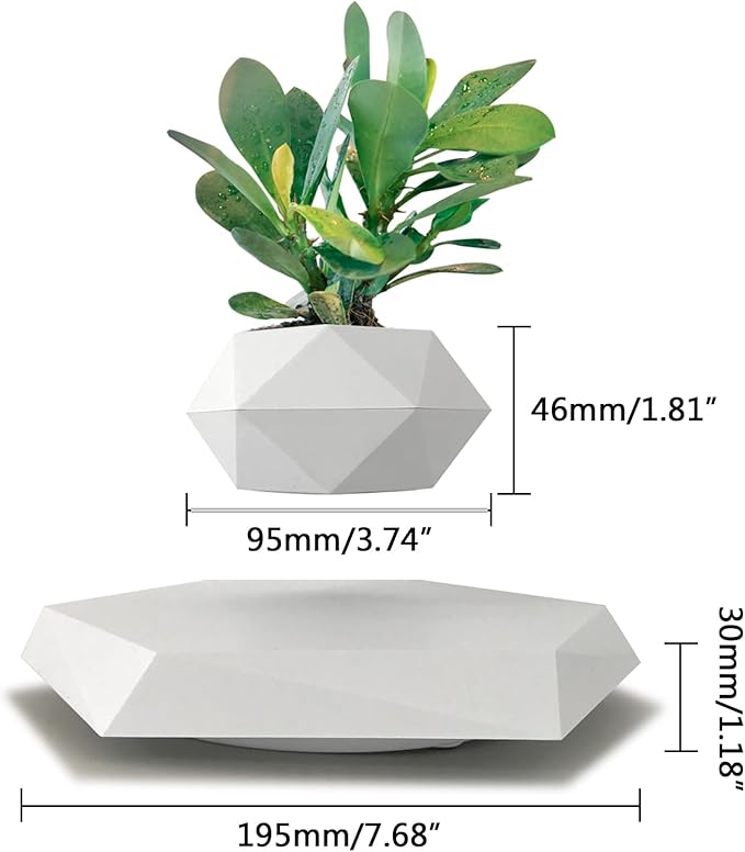 Levitating Plant Pot,Magnetic Floating Plant Pot for Small Plants,360°Rotating Levitating Desk Decor for Home & Office,Floating Pot Gift for Plant Lovers,Birthday, Christmas, New Year(white)