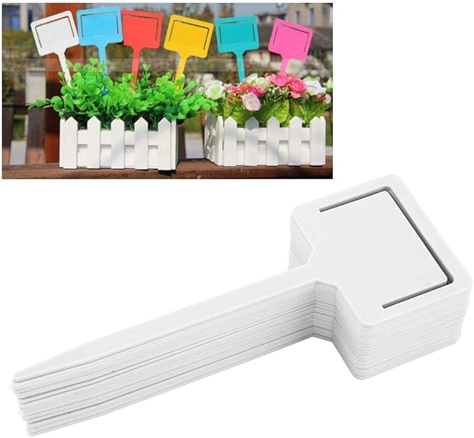 20PCS Plant Labels PVC Reusable Gardening Flower Plant Label Flower Pots Tags Garden Seed Stake Tool(White)