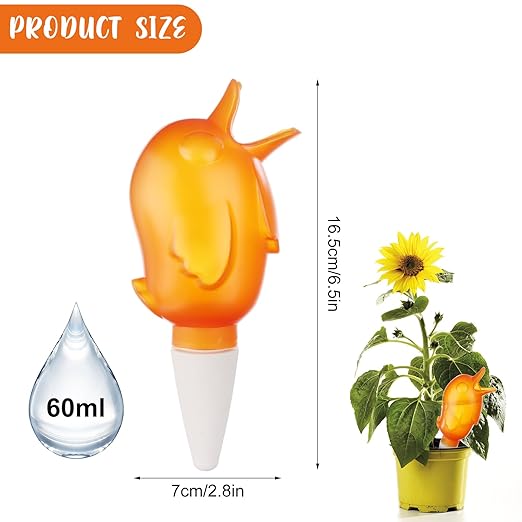 8 Pack Self Watering Spikes for Plants 60ml Transparent Bird Shape Automatic Watering Globes Automatic Plant Watering Globes for Indoor Outdoor Hanging Garden Plants Potted Drip Irrigation Devices