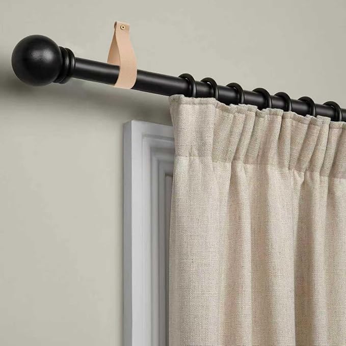 Curtain Rod Holders,Set of 8 Leather Curtain Rod Brackets with Screws,PU Curtain Rod Hangers Stylish Apricot Leather Straps Hooks for Wall Pole Macrame Boho Art Décor, CH-0012
