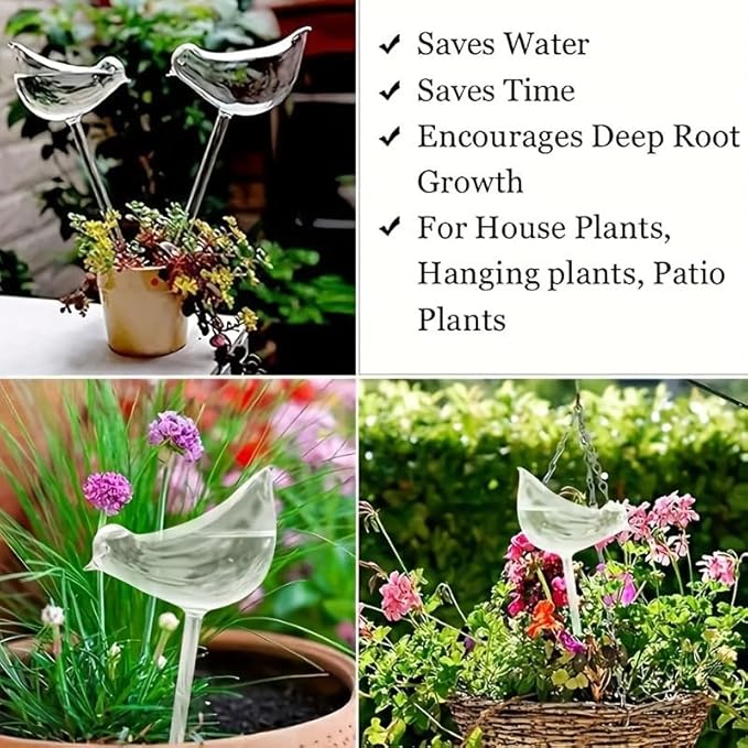 Bird-Shaped Self Watering Globes for Plants, PVC Transparent Automatic Watering Devices for Indoor Outdoor Potted Plants, Decorative Slow Release Irrigation Bulbs 100ml Capacity