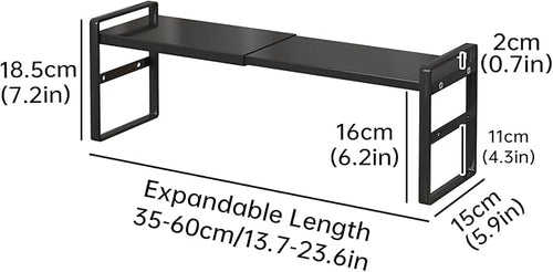 1pc Small Narrow Tall Shelf for Windowsill Kitchen Organizer Stackable Shelves Bathroom Sill Thin Shelves for Narrow Spaces Counter Top Racks (Black, L13.8-23.6'' * W5.9'' * H7.2'')