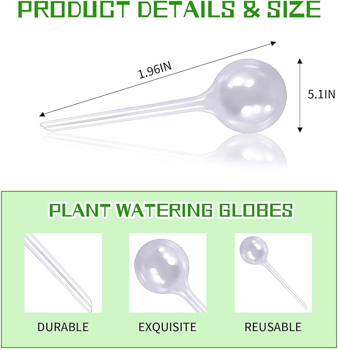 10 Pcs Plant Watering Globes,Clear Small Self-Watering Globes for Indoor&Outdoor Plants,Automatic Plant Waterer Bulbs for Daily Use,Plant Watering Devices,Garden Waterer for Flower,Vacation Plant Care