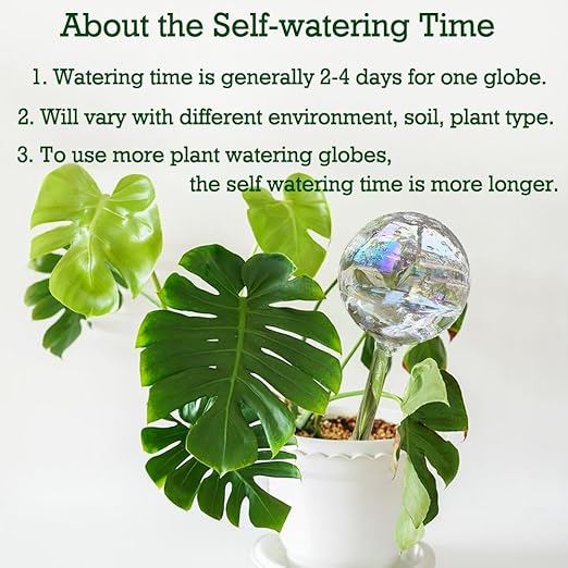 3pcs Plant Self Watering Device, Blown Glass Automatic Watering Globes, Self Watering Planter Insert for Indoor Outdoor Pot Plant, Home Garden Patio Hanging Plant Waterer